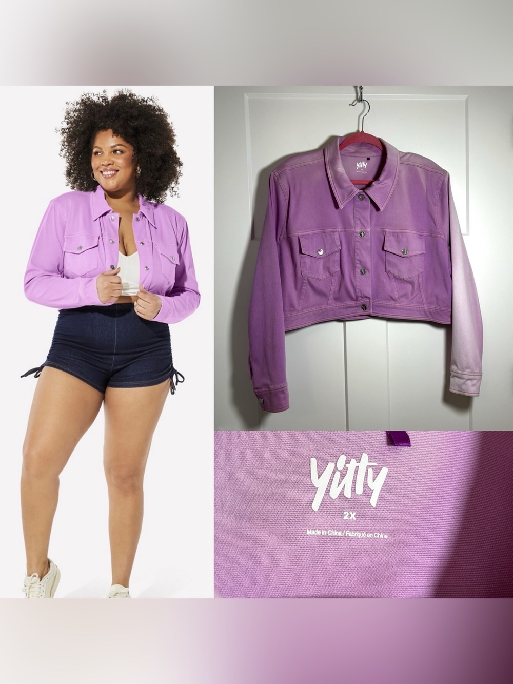 Plus size cropped jacket super stretch